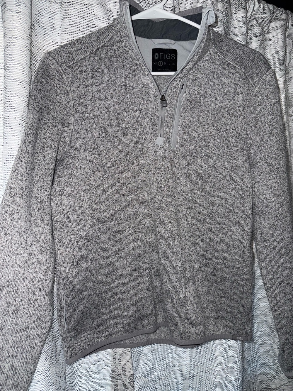 FIGS Women’s Heathered Gray Quarter-Zip Sweater